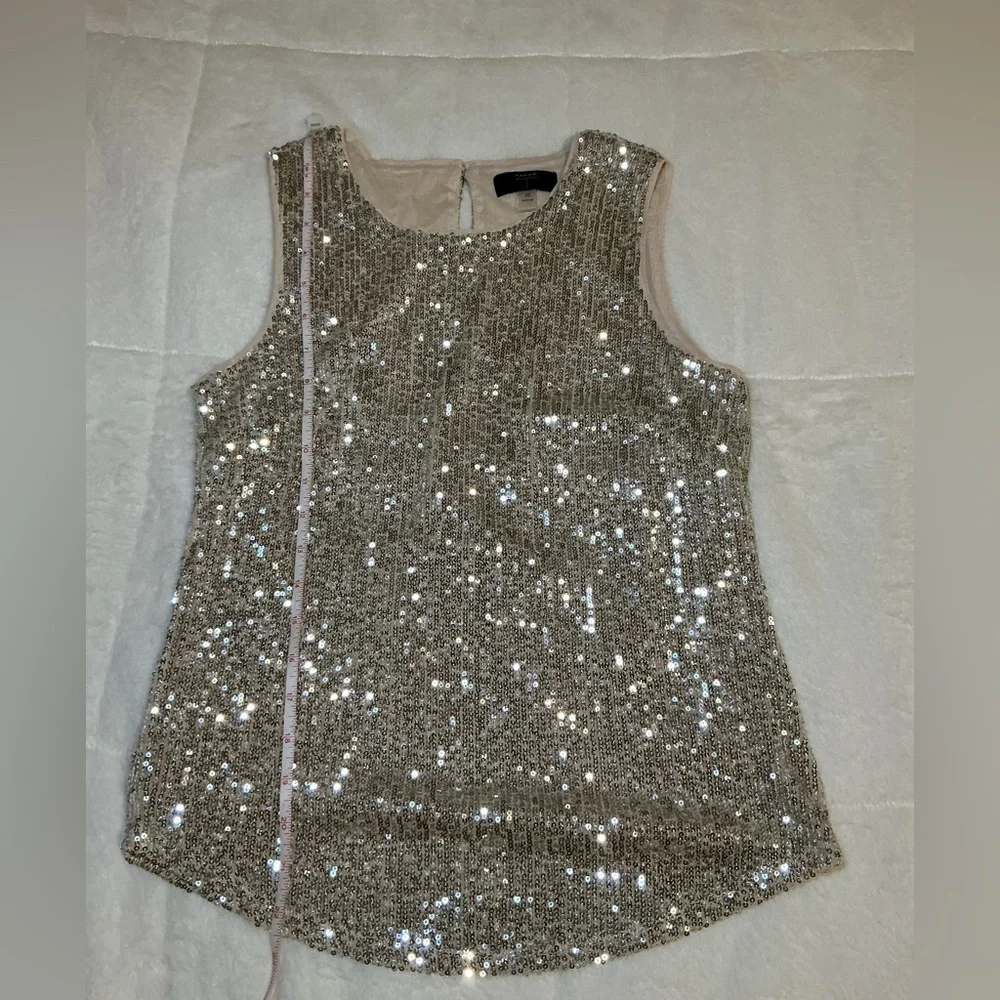 TAHARI Women's Silver Sequin Sleeveless Top - Picture 2 of 5